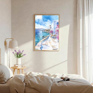 Mykonos Watercolor Art Print: Greek Island Seascape Travel Poster image 8