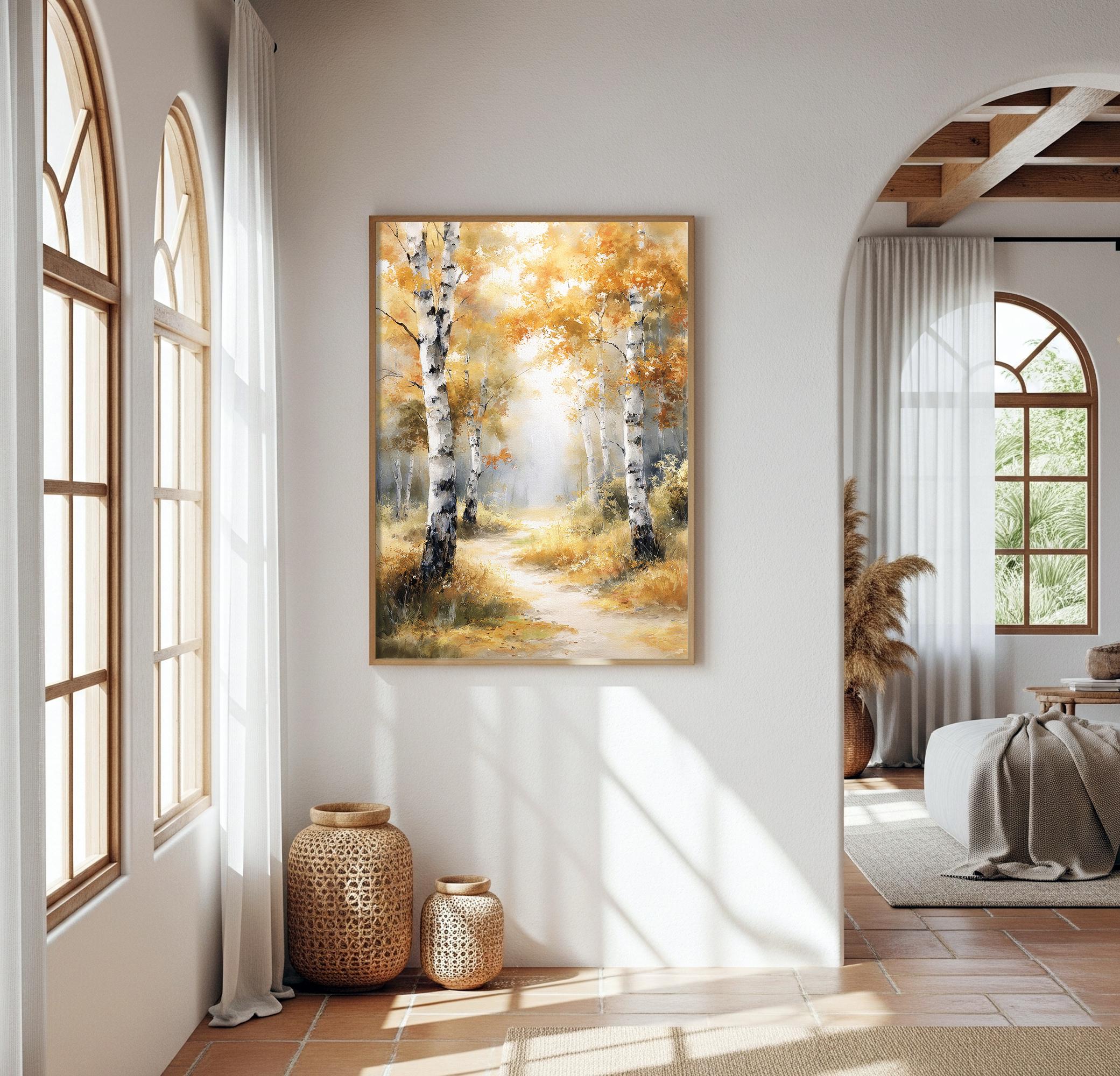 Aspen Birch Forest Art Print Watercolor Painting Fall Foliage Woodland ...