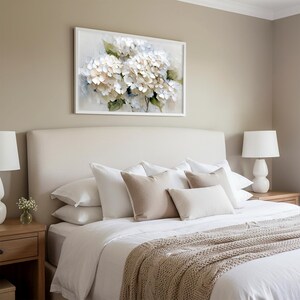 Hydrangea Oil Painting Print Floral Wall Art Beige Botanical Decor - Etsy