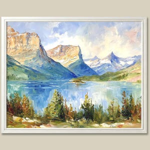 Glacier National Park Art Print: Montana Mountain Lake Landscape