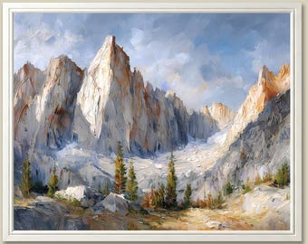 Mount Whitney Oil Painting Print: Sierra Nevada Landscape Wall Art