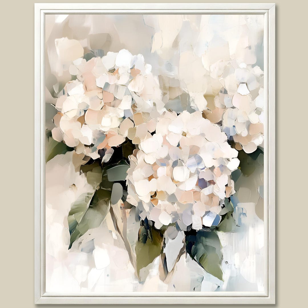 Neutral Beige Hydrangea Art Print: Minimalist Floral Wall Decor - Etsy
