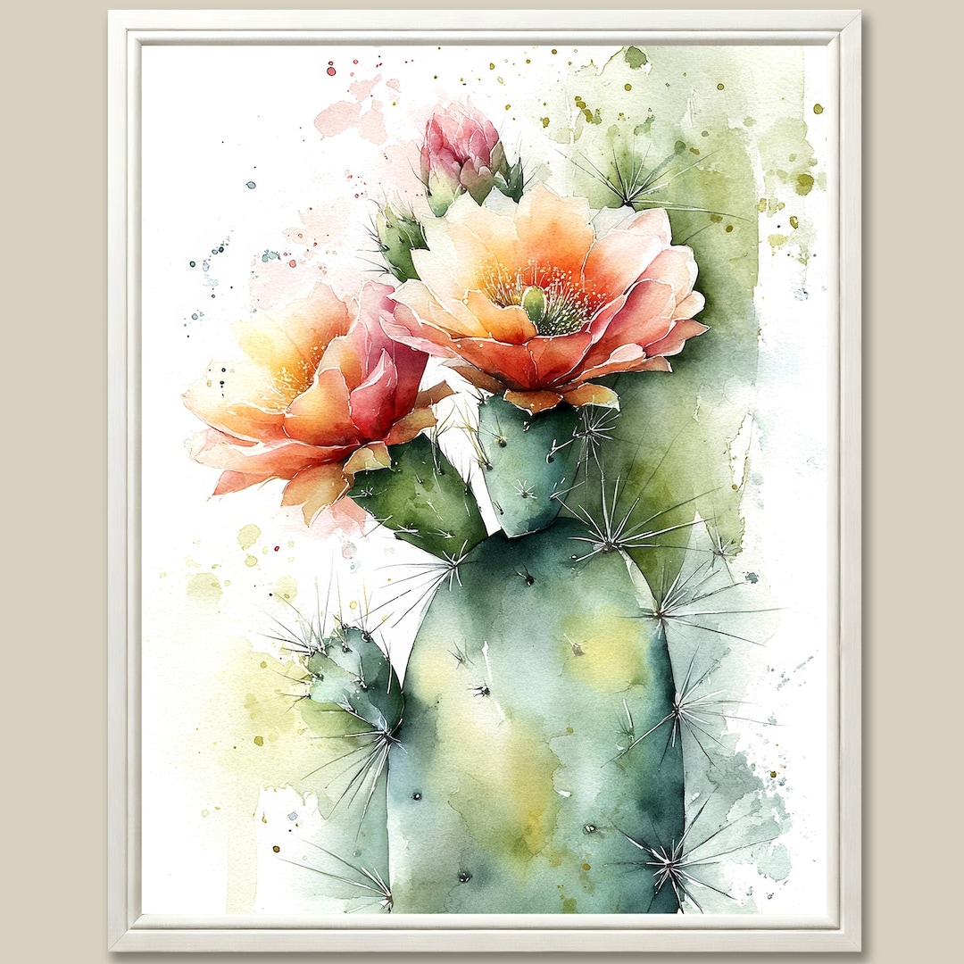 Prickly Pear Cactus Watercolor Print: Abstract Southwest Desert Art - Etsy