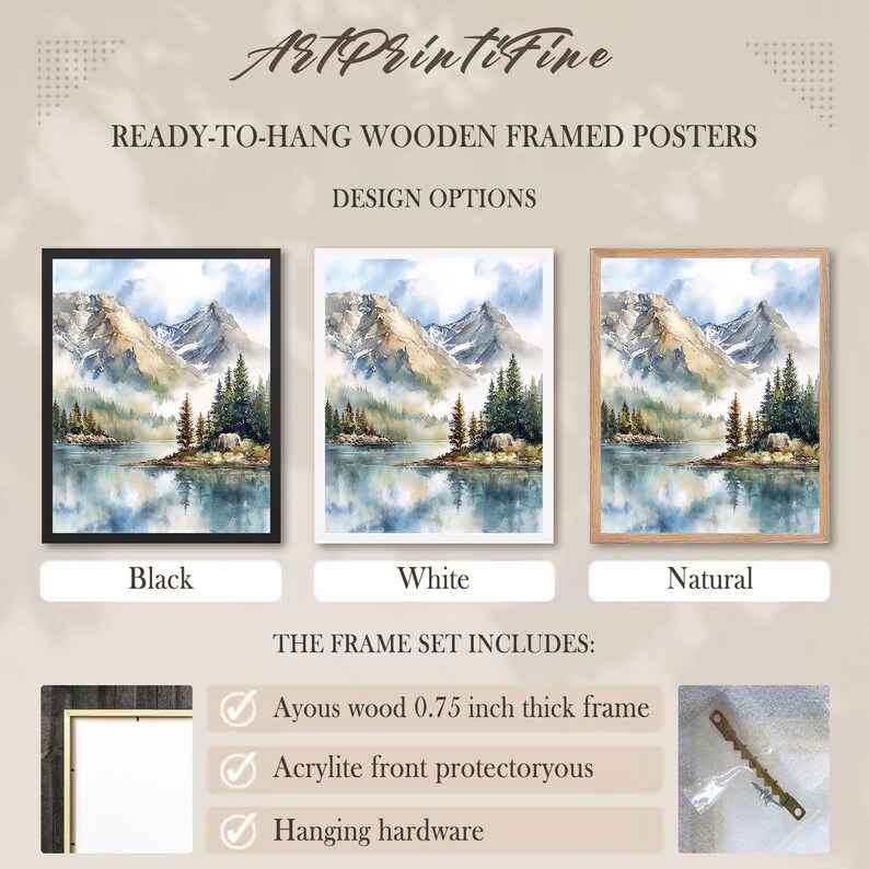 Glacier National Park Watercolor Print: Montana Mountain Lake Landscape ...