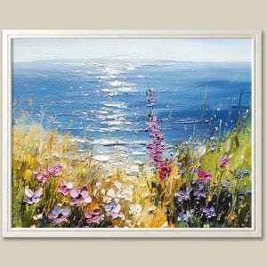 Wildflower Painting: Big Sur California Coast Seascape Art Print