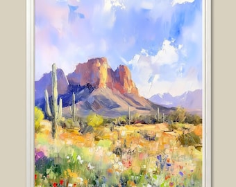 Sonoran Desert Art Print: Saguaro Cactus, Southwest Landscape
