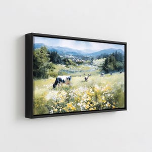 Cows Grazing Watercolor Art Print: Vermont Countryside Landscape image 12