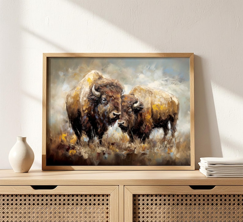 Bison Art Print Animal Painting Wildlife Large Wall Art Buffalo Poster ...