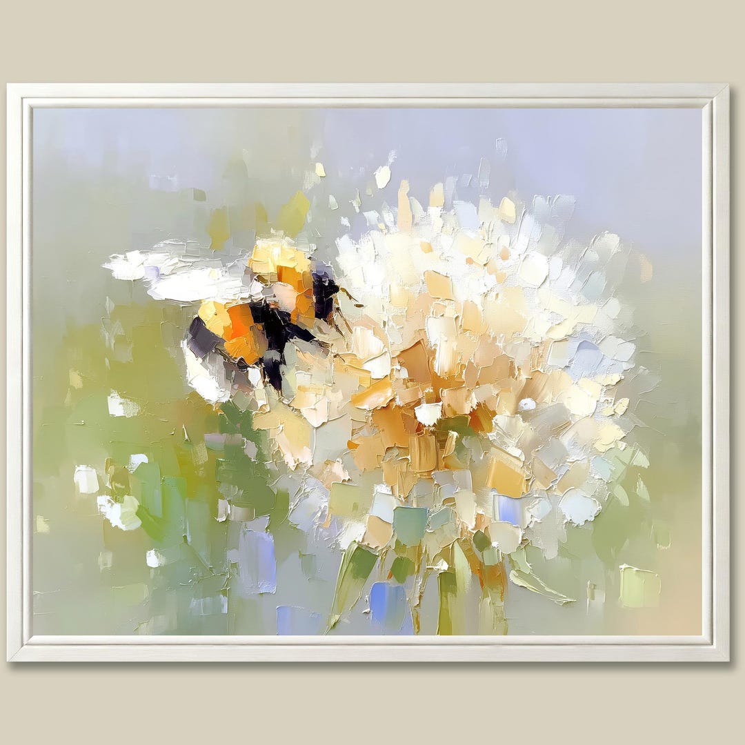 Bumblebee Dandelion Giclee Print: Honey Bee Oil Painting Wall Art - Etsy