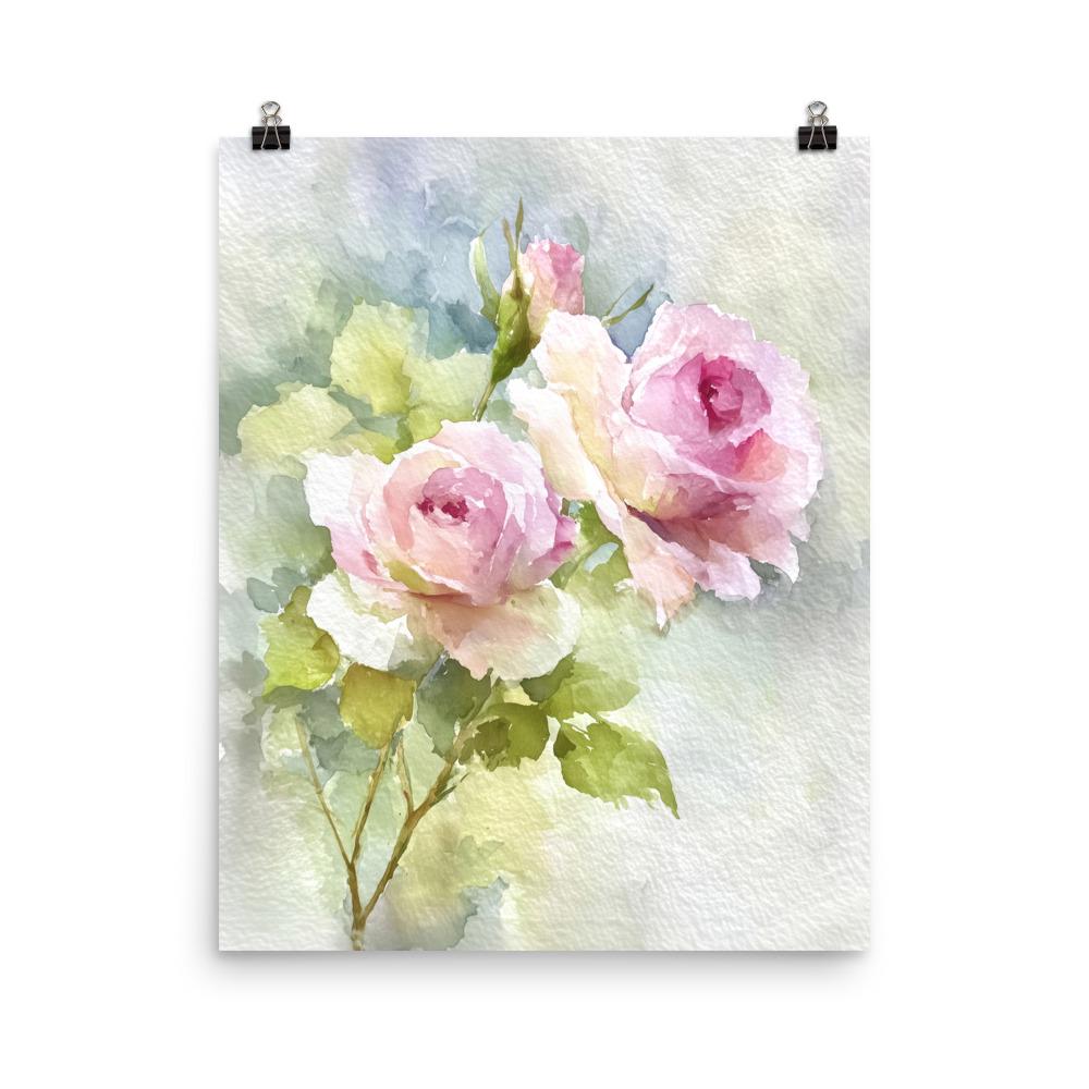 Pink Roses Watercolor Art Print Neutral Floral Botanical Wall Art ...
