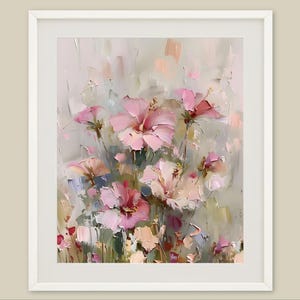 Hibiscus Oil Painting Hawaiian Flowers Art Print Neutral Floral Wall Art Botanical Poster Tropical Wall Decor