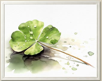 Shamrock Watercolor Art Print: Irish Botanical Wall Decor