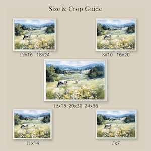 Cows Grazing Watercolor Art Print: Vermont Countryside Landscape image 11