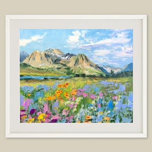 Glacier National Park Oil Painting Art Print: Montana Mountain Landscape