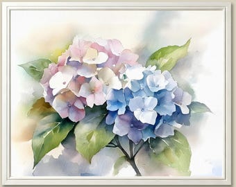 Hydrangea Watercolor Painting: Botanical Floral Art Print