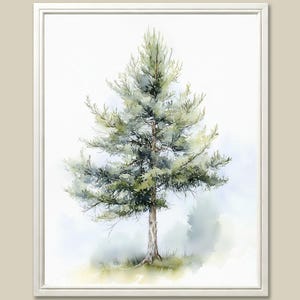 Watercolor Pine Tree Art Print: Minimalist Forest Wall Decor