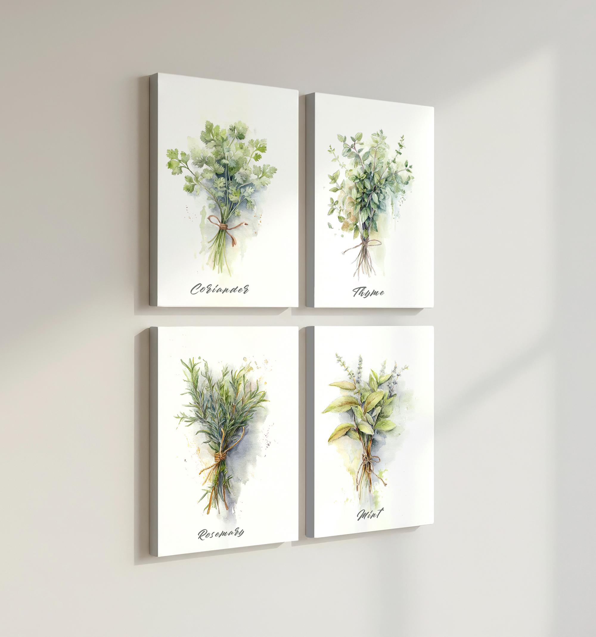Botanical Herb Art Print Set of 4: Watercolor Kitchen Gallery Wall - Etsy
