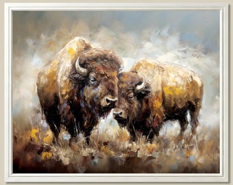 Bison Art Print Animal Painting Wildlife Large Wall Art Buffalo Poster Western Home Decor