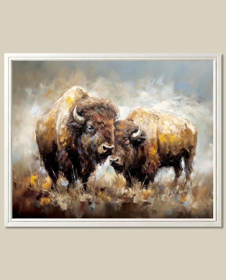 Bison Art Print Animal Painting Wildlife Large Wall Art Buffalo Poster ...