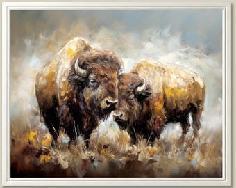 Bison Art Print Animal Painting Wildlife Large Wall Art Buffalo Poster Western Home Decor