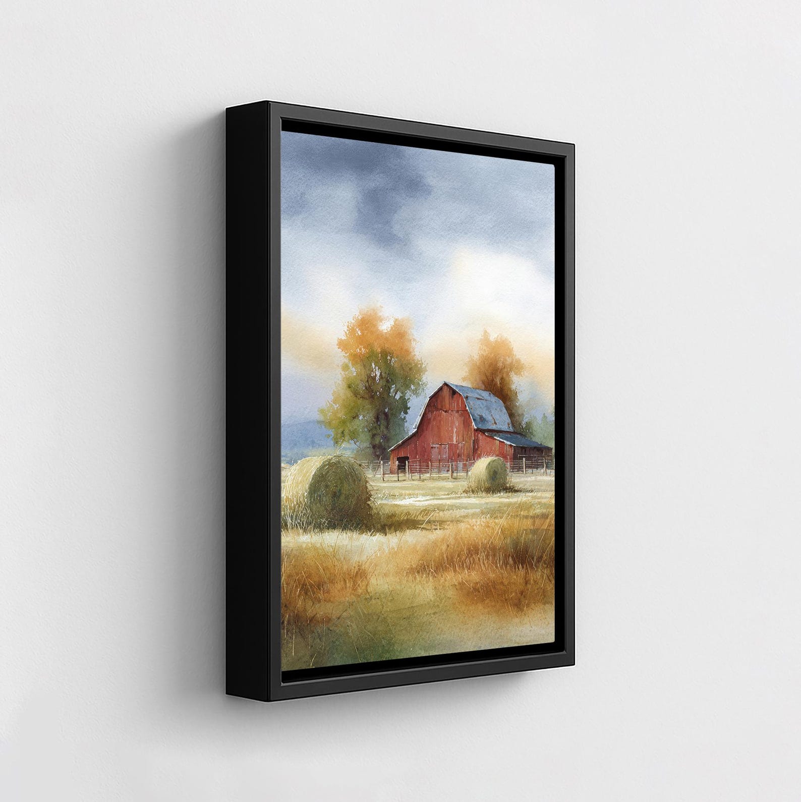 Red Barn Watercolor Art Print: Fall Farm Landscape - Etsy