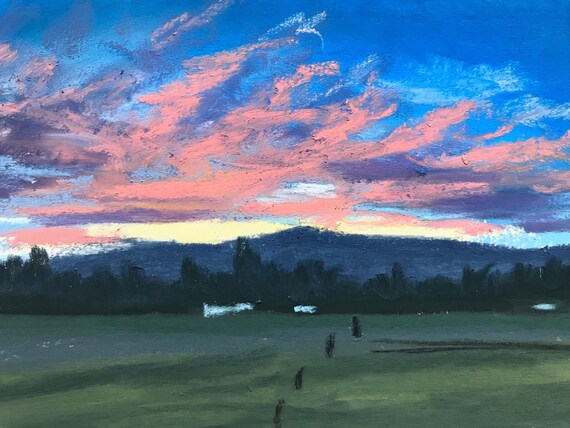 Last Color Of Light Original Pastel Painting By Jamies Art Etsy