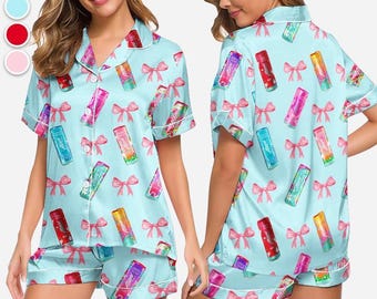 Alani Energy Drink Pajama Set, Satin Loungewear, Christmas Vacation
