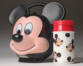 Lonchera vintage de Mickey Mouse con termo.