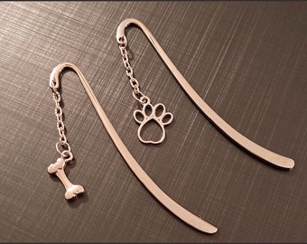 Silver Finish Bookmark Pair, Dog Charms, Perfect Pet Lover Gift