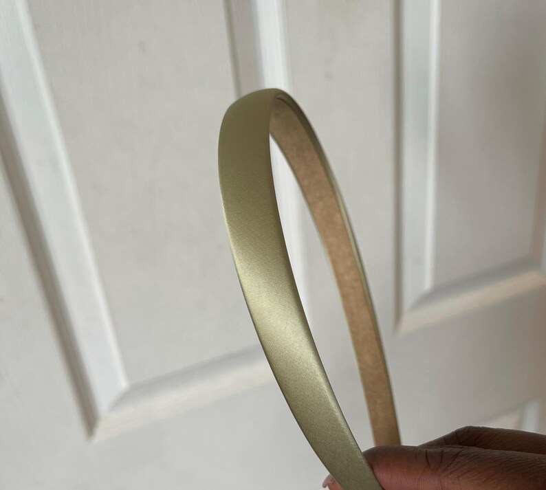 Satin Headband, Thin Headband, Neutral Tone Hair Band Sage