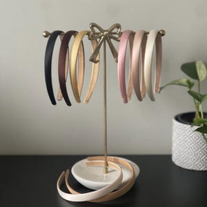 Satin Headband, Thin Headband, Neutral Tone Hair Band image 1