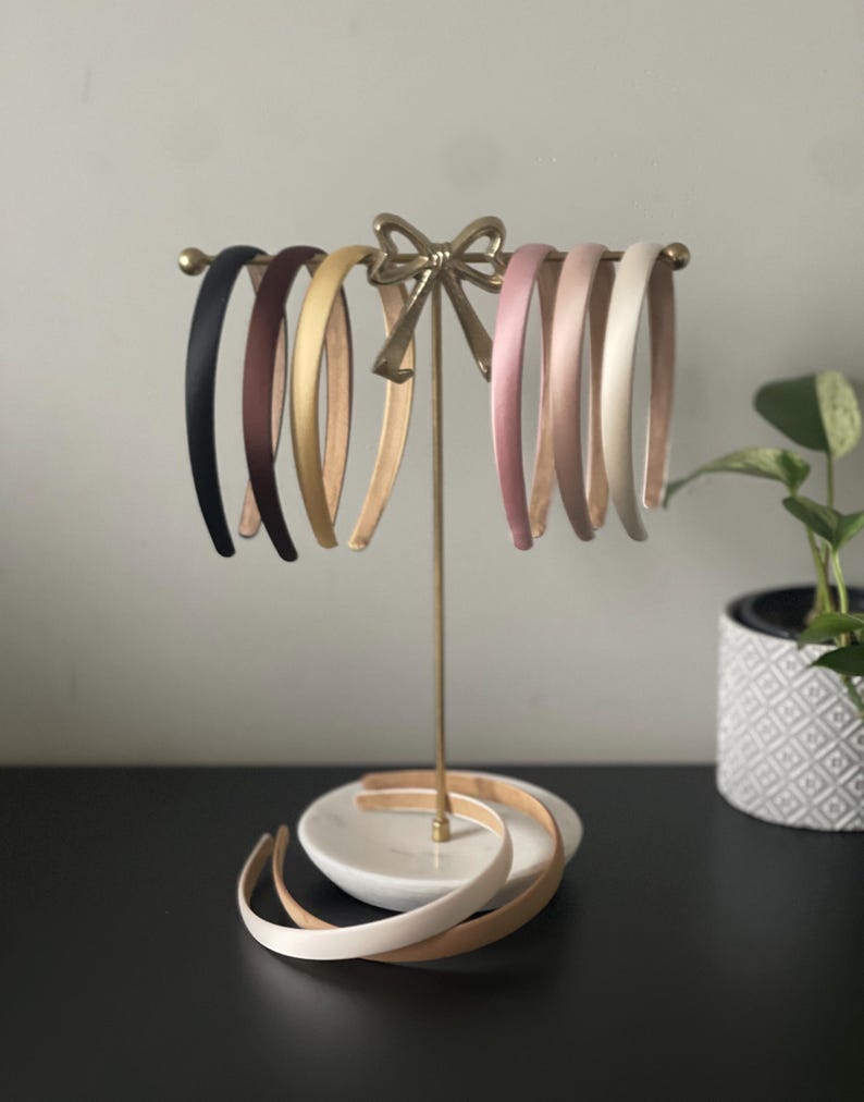 Satin Headband, Thin Headband, Neutral Tone Hair Band image 1