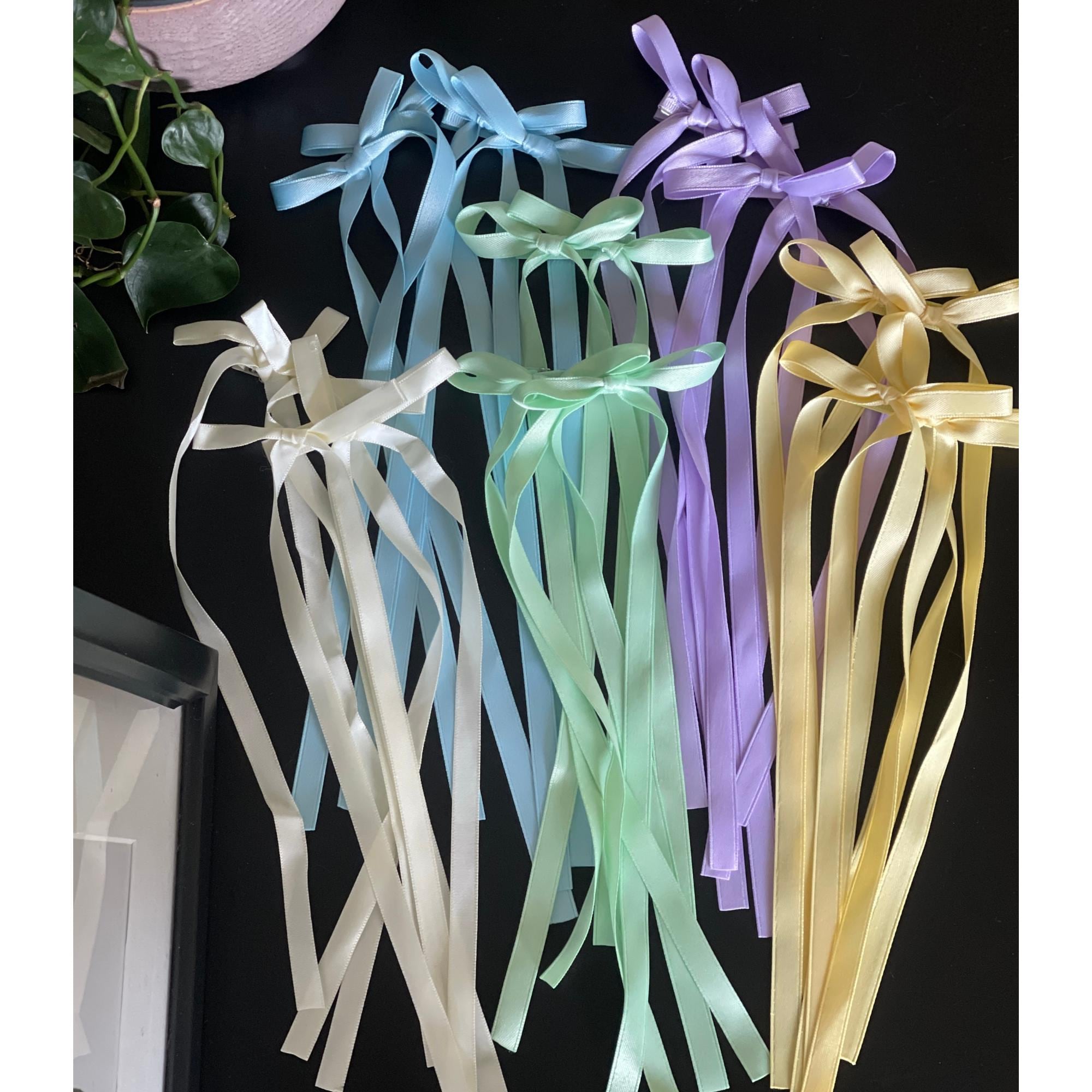 Satin Long Tail Slim Hair Bow, 2 Pcs, Hair Ribbon Clip - Etsy