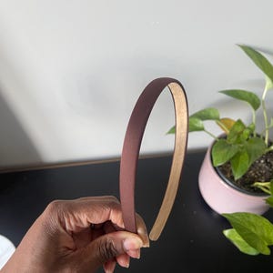 Satin Headband, Thin Headband, Neutral Tone Hair Band Chocolate brown