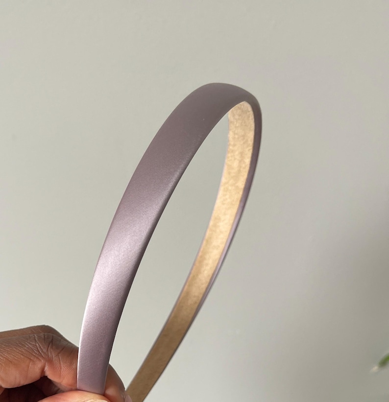 Satin Headband, Thin Headband, Neutral Tone Hair Band Lavendar