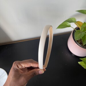 Satin Headband, Thin Headband, Neutral Tone Hair Band White
