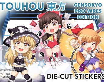 Touhou Chibis 'Gensokyo Pro-Wres Edition' , Large Die-cut Stickers 4"