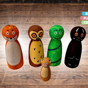 Gruffalo Peg Dolls | Wooden Story Characters for Kids | Handmade Storytelling Set | Montessori Toys | Preschool Literacy Gift