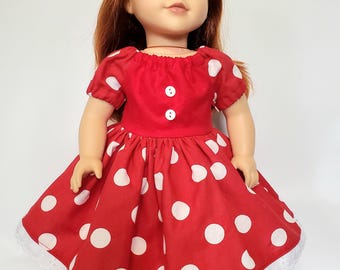 Minnie Mouse Inspired Doll Dress: 18 Inch American Girl Doll Clothes