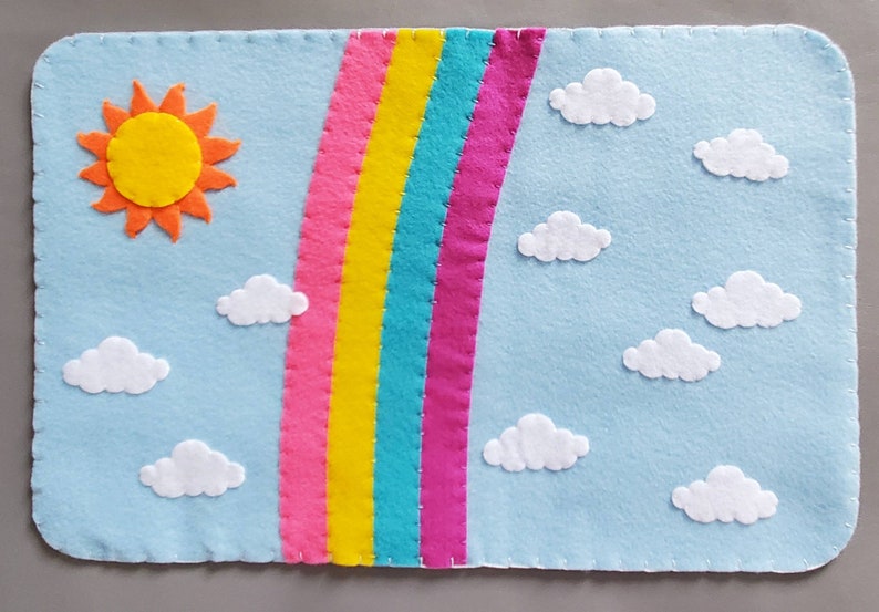 Felt Play Mat Set Montessori Play Rainbow Flower Garden Etsy