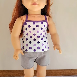 18 INCH DOLL Clothes Cami and Cutoffs Outfit Tank Top and Shorts Set Fits American Girl