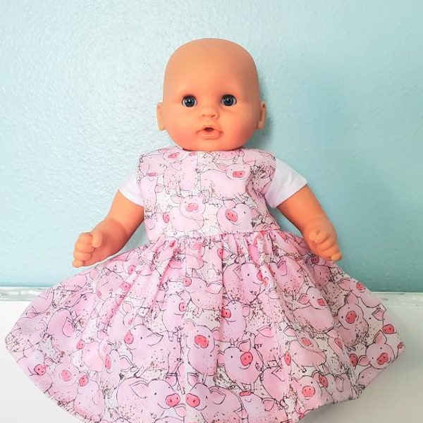 12 INCH DOLL Clothes Piggy Pigs Dress fits Baby Dolls like Corolle Mon Premier Miniland