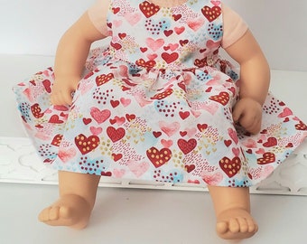 Vestido de corazones para muñeca de 15 pulgadas, compatible con Bitty Baby