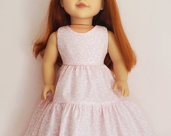 18 INCH DOLL Clothes Pink Calico Maxi Dress Floral Gown Sundress Fits American Girl