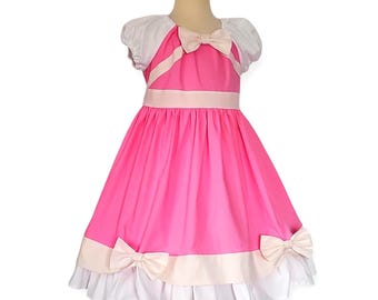 Vestido rosa de CENICIENTA talla 5/6 HECHO por MICE Disfraz de algodón para niñas Listo para enviar