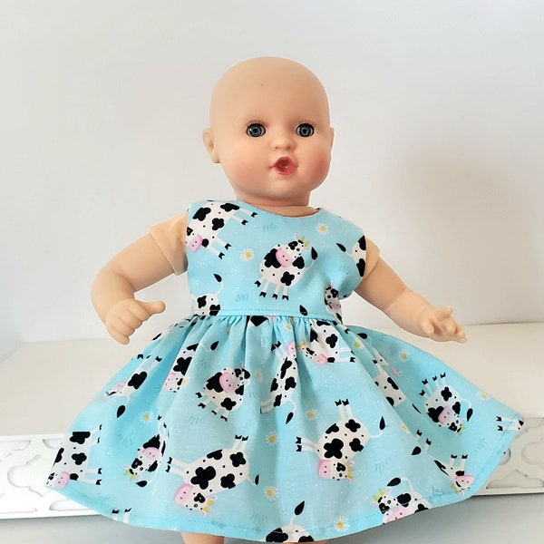 12 INCH DOLL Clothes Farm Cows Dress fits Baby Dolls like Corolle Mon Premier