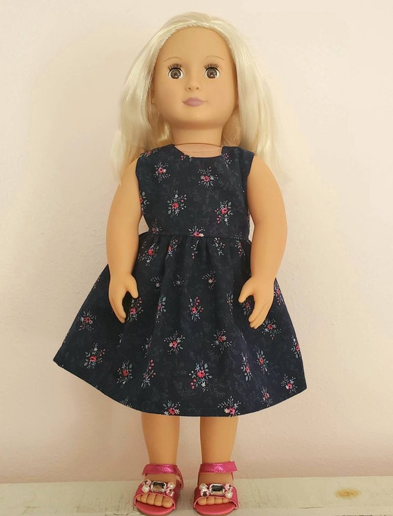 18 Inch Doll Dress Navy Prairie Floral fits American Girl | Etsy