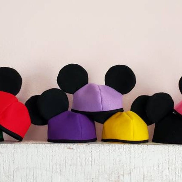 18 and 15 INCH DOLL Mouse Ears Hat Mouseketeer Yellow Blue Green Purple Black Red Fit American Girl and Bitty Baby