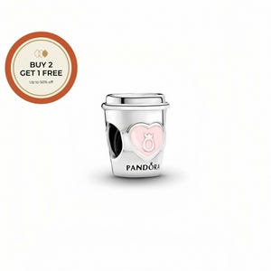 Take a Break Kaffeetasse Anhänger, 925 Sterling Silber Anhänger, handgefertigte Silberperle, passend für europäische Armbänder und Ketten, bestes Geschenk