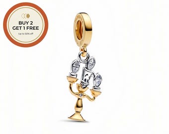 Disney Beauty and the Beast Lumiere Charm,925 Sterling Silver Charm,Handmade Silver Bead,Fits European Bracelets and Necklaces, Best Gift